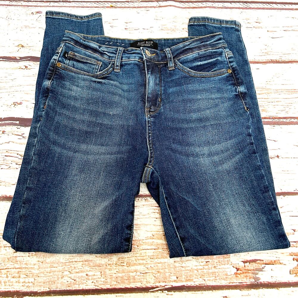 JUDY BLUE Skinny Fit Mid Rise Jeans Womens Sz 9 / 29 Blue Stretch Denim